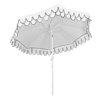 Tracy 9 ft. Classic MidCentury Scalloped Fringe Market Patio Umbrella